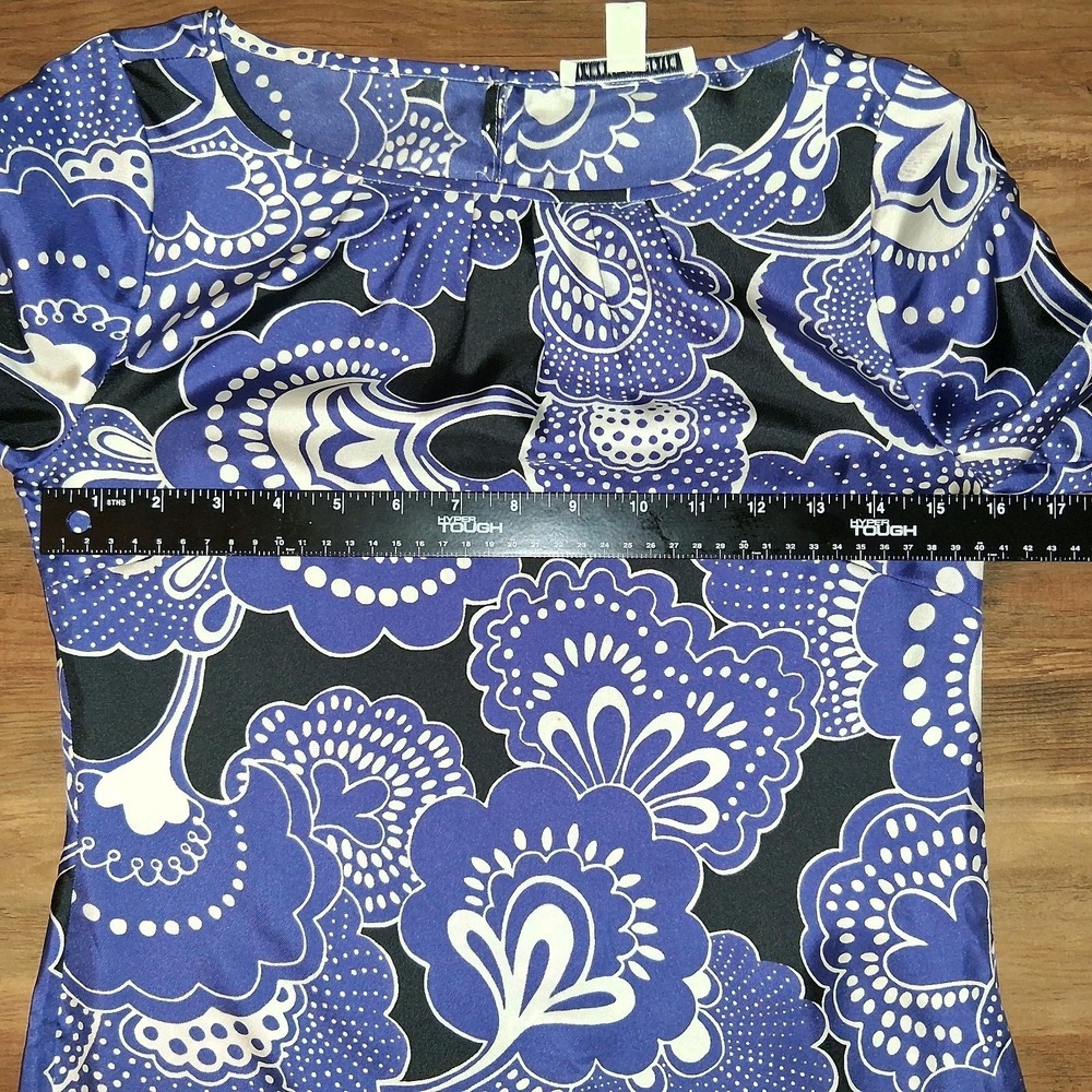 Banana Republic Women 100% Silk Long Sleeve Floral Purple White Black Dress 0P - Picture 14 of 16